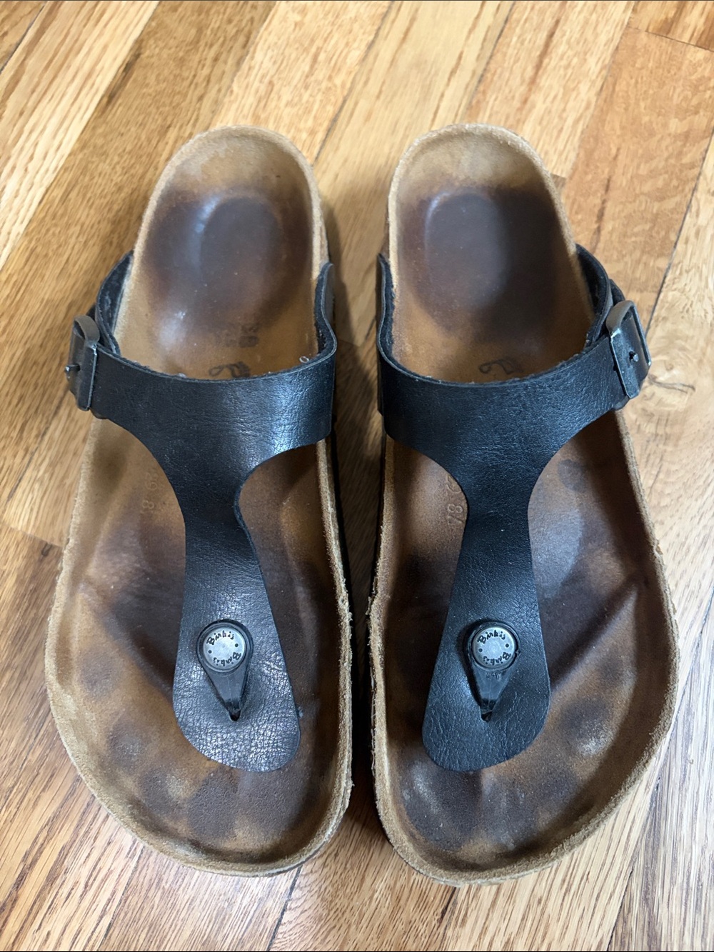 Birkenstock Black Leather Thong Sandals